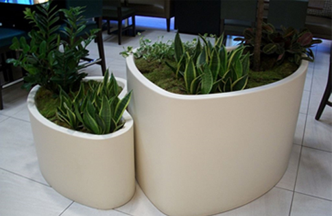Curved Custom Fiberglass Planters